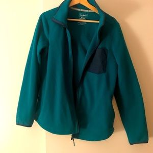 Women’s LL Bean Green Fleece Jacket, size medium
